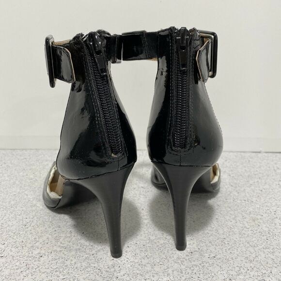 Retro Tahari High Heel Sandals Black & White Ankle Strap Open Toe Stiletto 7M - Picture 3 of 9